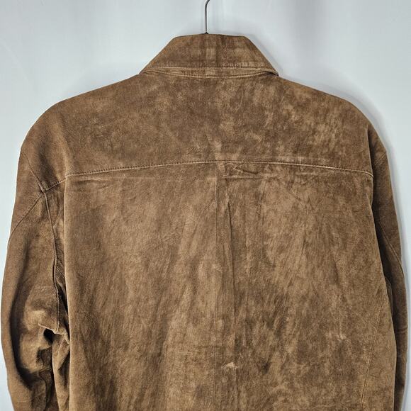 Vintage Leather Shirt Womens M Brown Pig Suede Button Up Shirt Jacket - Picture 5 of 9